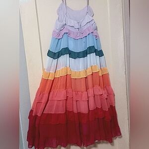 Storia Multi-Color Tiered Ruffle Maxi Dress